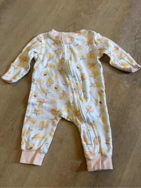 Burt’s Bees Baby Peach Print Cotton One-Piece Pajamas - Pink & Yellow